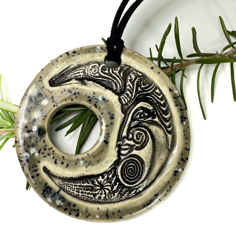 Surly-Ramics Ceramic Moon Pendant New with Box